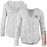 Women's Pressbox Gray Georgia Bulldogs Space Dye Lace-Up V-Neck Long Sleeve T-Shirt