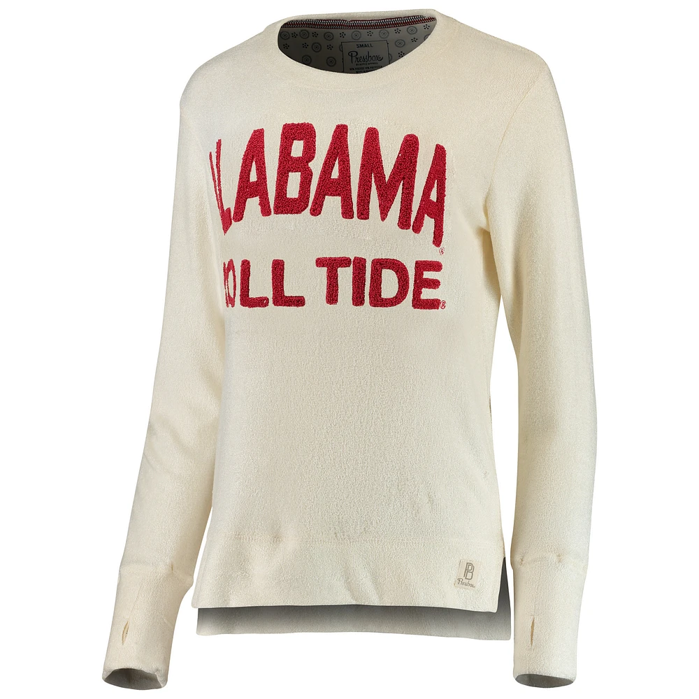 Women's Pressbox Cream Alabama Crimson Tide Kira Cuddle Knit Sweatshirt