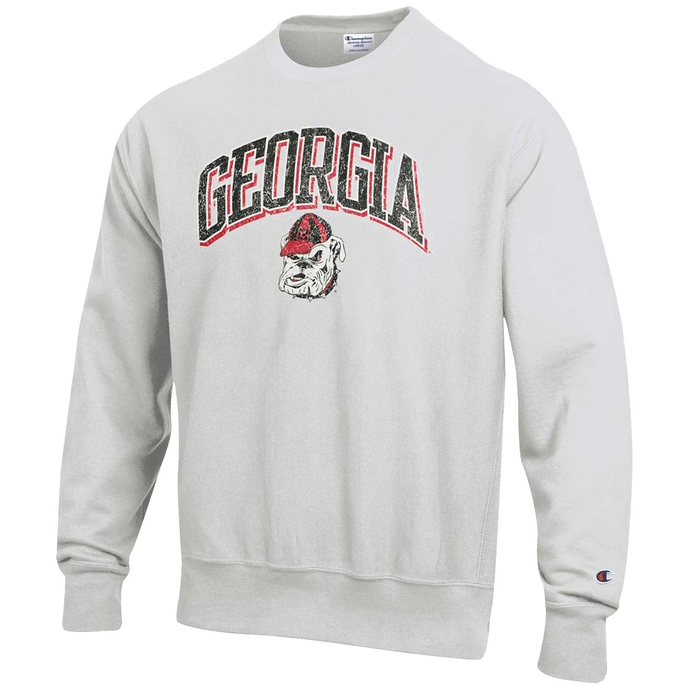 Men's Champion Gray Georgia Bulldogs Arch Over Logo Reverse Weave Pullover Sweatshirt