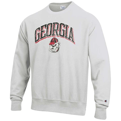 Men's Champion Gray Georgia Bulldogs Arch Over Logo Reverse Weave Pullover Sweatshirt