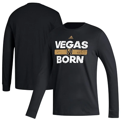 Men's adidas Black Vegas Golden Knights Heavily Used Long Sleeve - T-Shirt