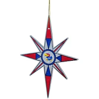 Kansas Jayhawks Stained Glass Snowflake Ornament