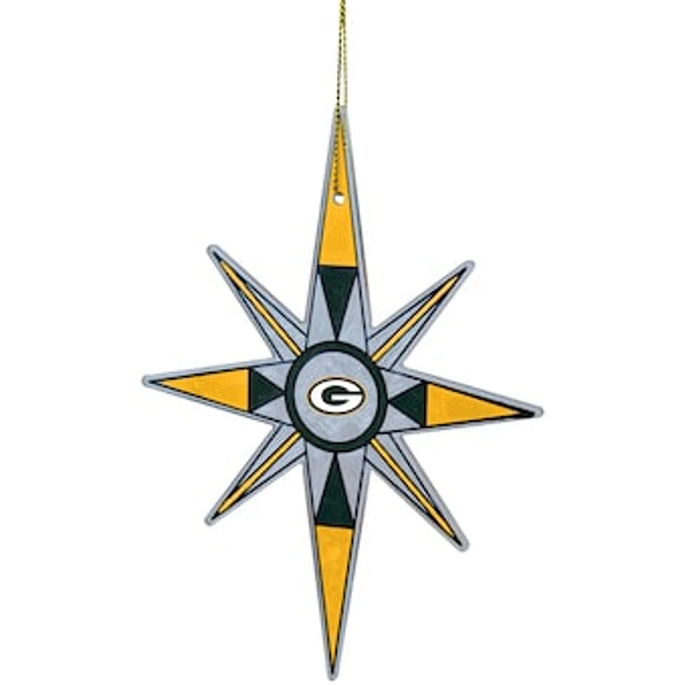 Green Bay Packers Stained Glass Snowflake Ornament