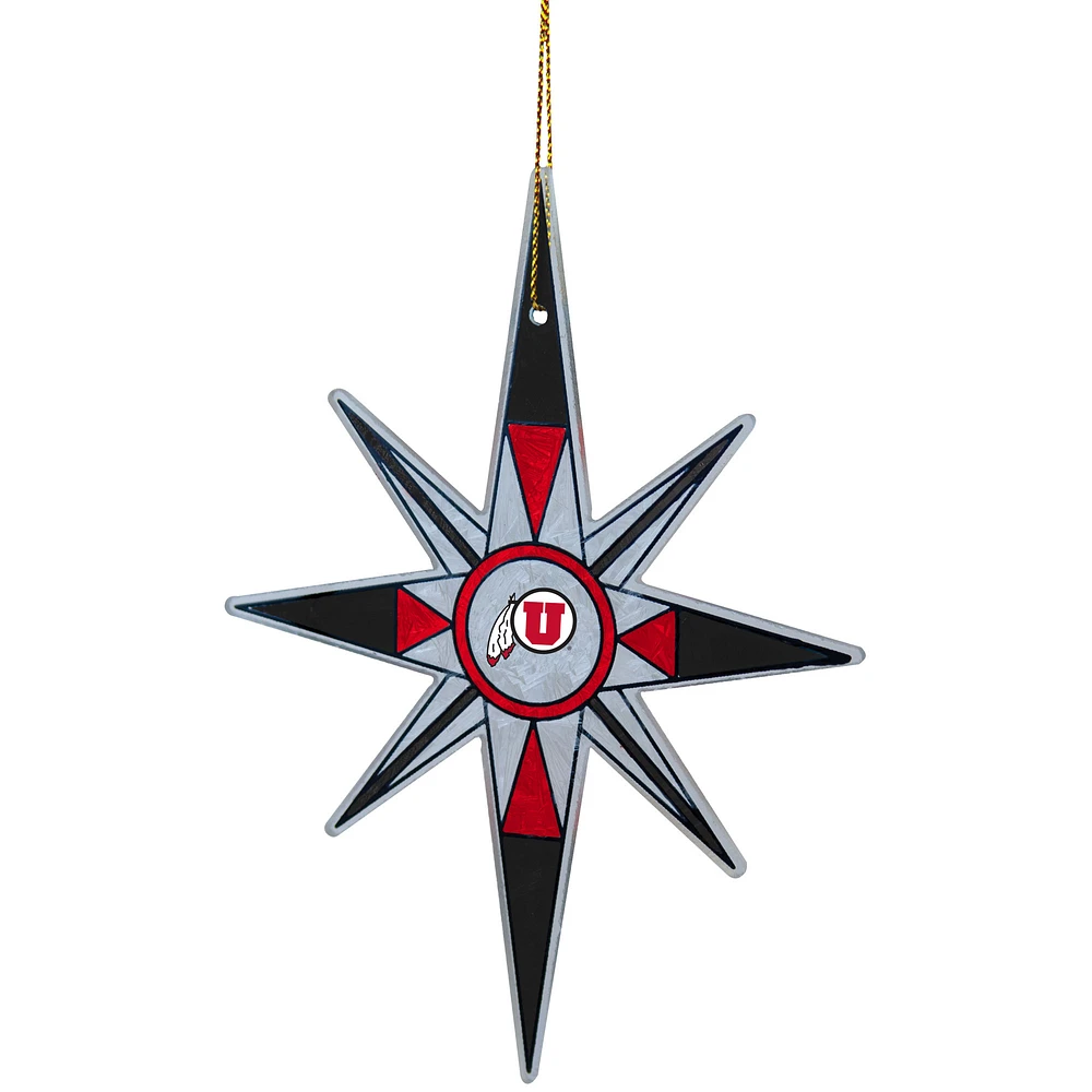 Utah Utes Stained Glass Snowflake Ornament