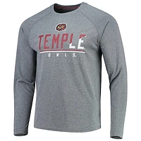 Men's Champion Gray Temple Owls Road Warrior Performance Long Sleeve T-Shirt