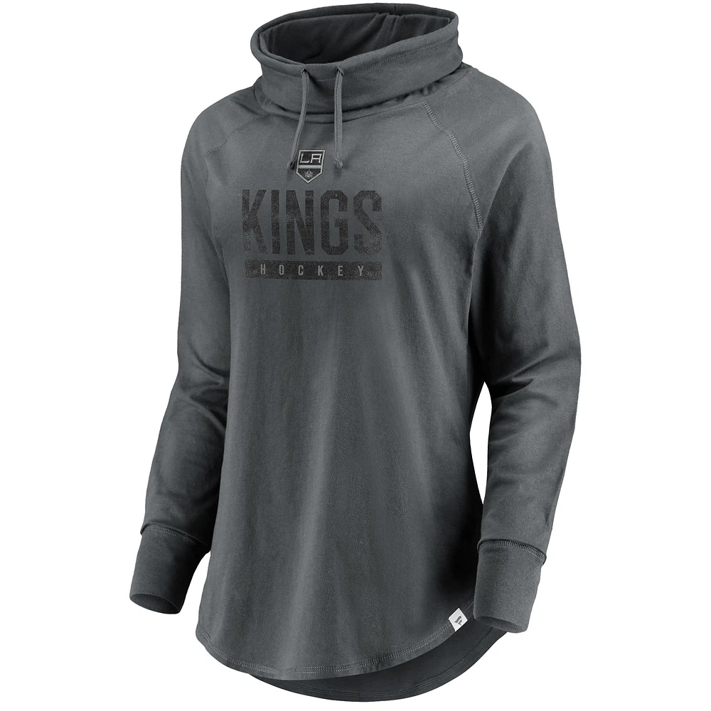 Women's Fanatics Charcoal Los Angeles Kings Be A Pro Cowl Neck Sweatshirt