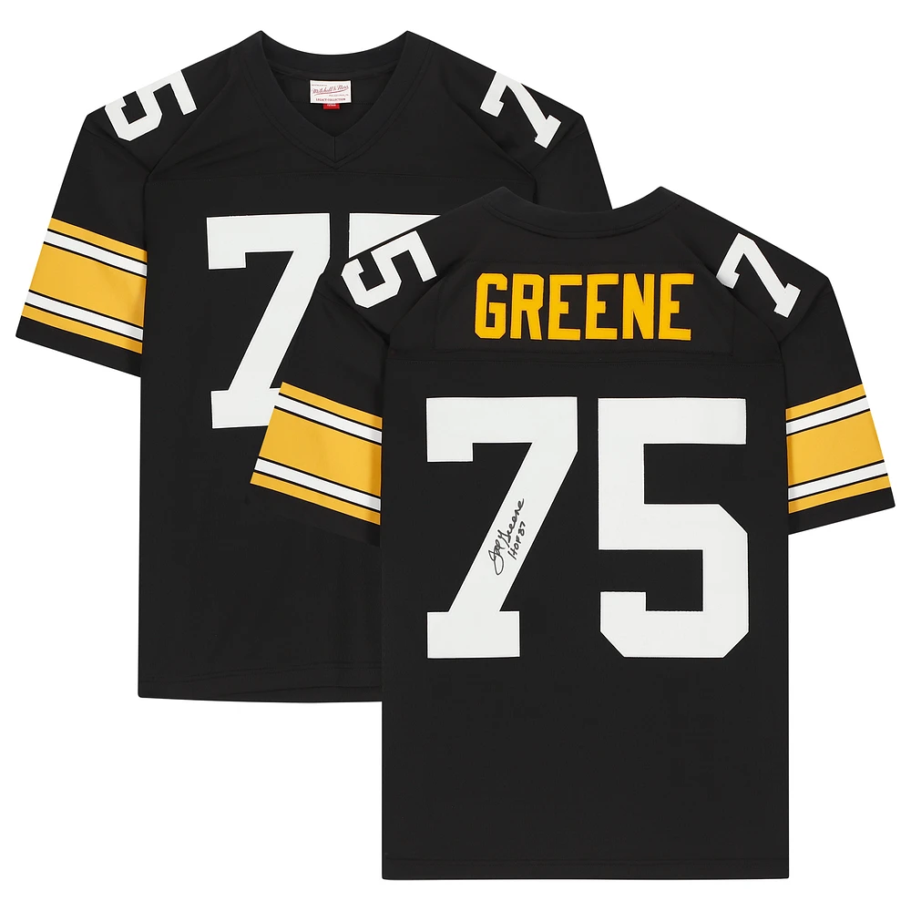 Joe Greene Pittsburgh Steelers Autographed Mitchell & Ness Black Replica Jersey with "HOF 87" Inscription