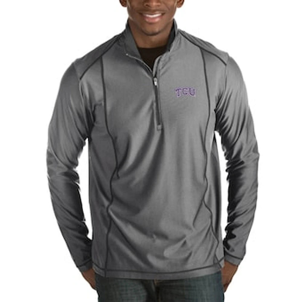 Men's Antigua Charcoal TCU Horned Frogs Tempo Half-Zip Pullover Big & Tall Jacket