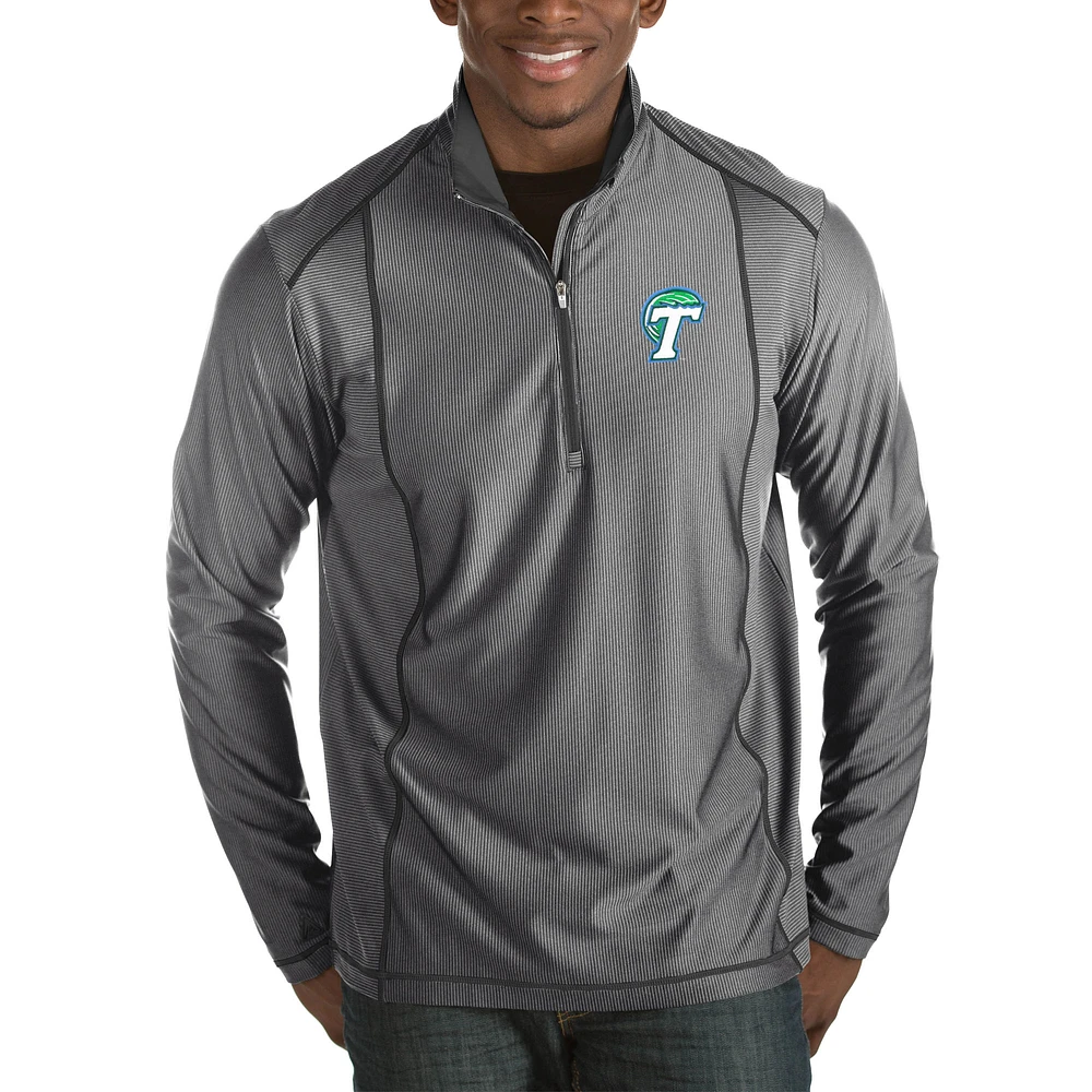 Men's Antigua Charcoal Tulane Green Wave Tempo Half-Zip Pullover Big & Tall Jacket