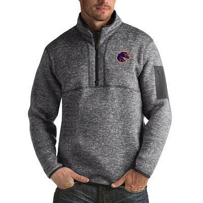 Men's Antigua Charcoal Boise State Broncos Fortune Big & Tall Quarter-Zip Pullover Jacket