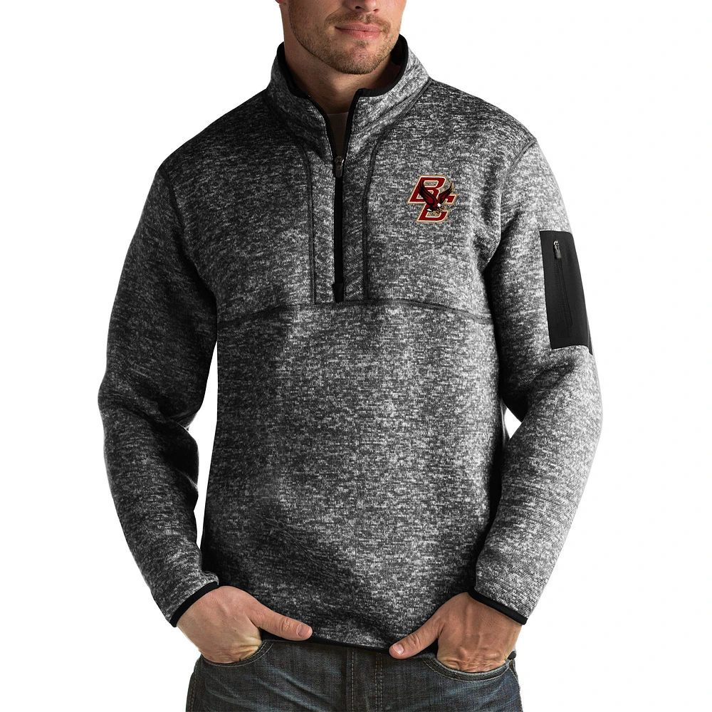 Men's Antigua Black Boston College Eagles Fortune Big & Tall Quarter-Zip Pullover Jacket