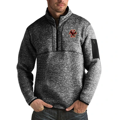 Men's Antigua Black Boston College Eagles Fortune Big & Tall Quarter-Zip Pullover Jacket
