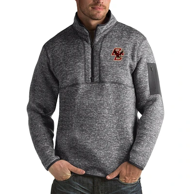 Men's Antigua Charcoal Boston College Eagles Fortune Big & Tall Quarter-Zip Pullover Jacket