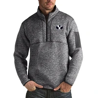 Men's Antigua Charcoal BYU Cougars Fortune Big & Tall Quarter-Zip Pullover Jacket