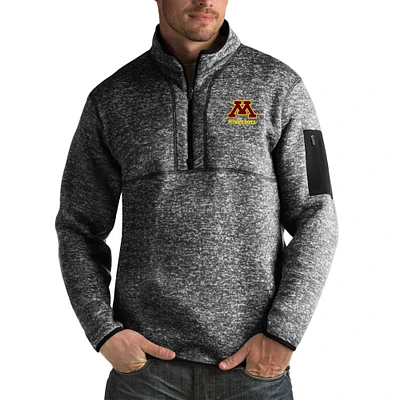 Men's Antigua Black Minnesota Golden Gophers Fortune Big & Tall Quarter-Zip Pullover Jacket