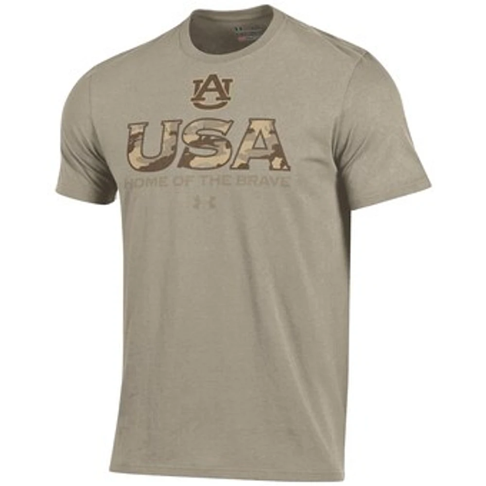 Men's Under Armour Tan Auburn Tigers Military Appreciation USA Charged Cotton T-Shirt