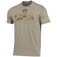 Men's Under Armour Tan Auburn Tigers Military Appreciation USA Charged Cotton T-Shirt