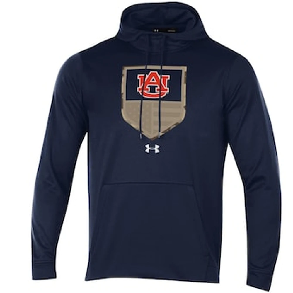 Men's Under Armour Navy Auburn Tigers Military Appreciation Armour Fleece Pullover Hoodie