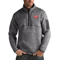 Men's Antigua Heather Detroit Red Wings Fortune Big & Tall Quarter-Zip Pullover Jacket
