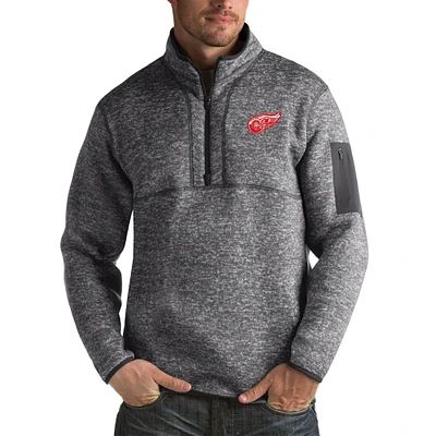 Men's Antigua Heather Detroit Red Wings Fortune Big & Tall Quarter-Zip Pullover Jacket