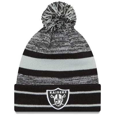 Men's New Era Black Las Vegas Raiders Primary Logo - Cuffed Knit Hat with Pom