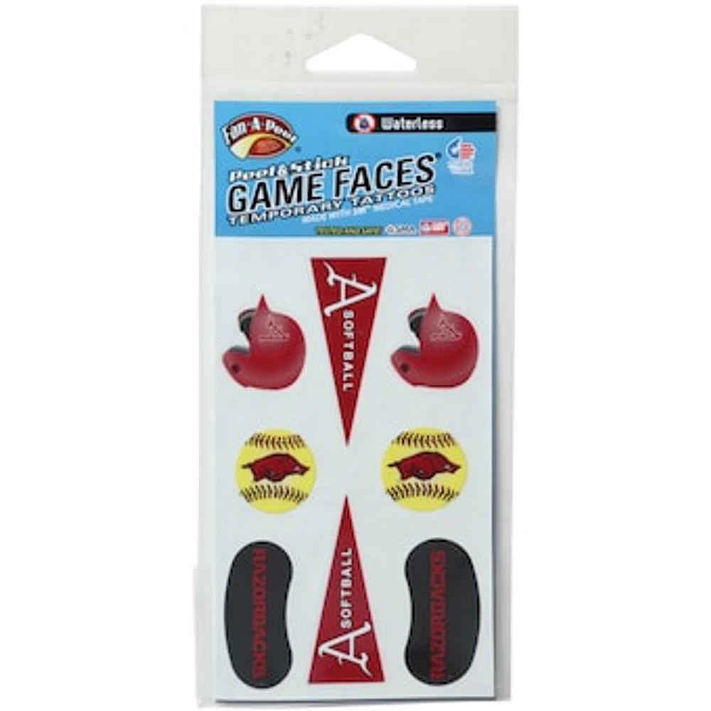 Arkansas Razorbacks 8-Pack Waterless Softball Face Tattoos