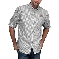 Men's Gray/White Harvard Crimson NCAA Gingham Button-Down Check Shirt