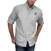 Men's Gray/White Harvard Crimson NCAA Gingham Button-Down Check Shirt