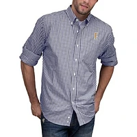 Men's Navy/White Cal State Fullerton Titans NCAA Gingham Button-Down Check Shirt