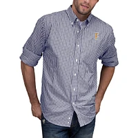 Men's Navy/White Cal State Fullerton Titans NCAA Gingham Button-Down Check Shirt