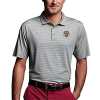 Men's Charcoal Harvard Crimson Vansport Pro Tonal Micro-Stripe Polo