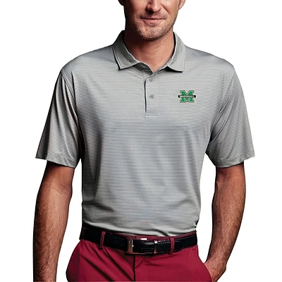 Men's Charcoal Marshall Thundering Herd Vansport Pro Tonal Micro-Stripe Polo
