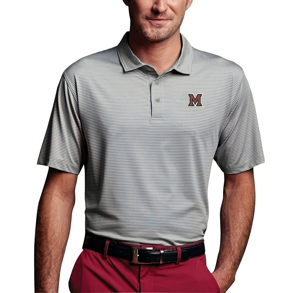Men's Charcoal Miami University RedHawks Vansport Pro Tonal Micro-Stripe Polo