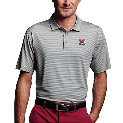 Men's Charcoal Miami University RedHawks Vansport Pro Tonal Micro-Stripe Polo