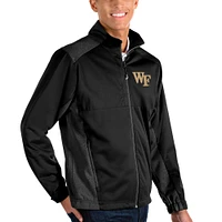 Men's Antigua Black Wake Forest Demon Deacons Revolve Full-Zip Jacket