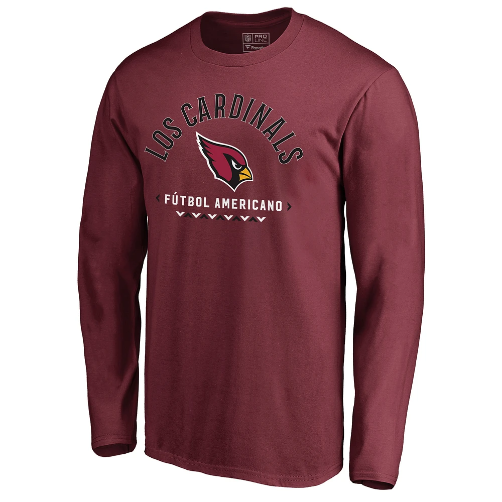 Men's Cardinal Arizona Cardinals Futbol Americano Long Sleeve T-Shirt