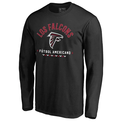 Men's Black Atlanta Falcons Futbol Americano Long Sleeve T-Shirt