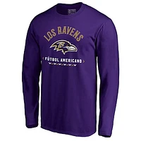 Men's Purple Baltimore Ravens Futbol Americano Long Sleeve T-Shirt