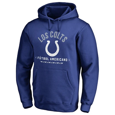 Men's Royal Indianapolis Colts Futbol Americano Pullover Hoodie