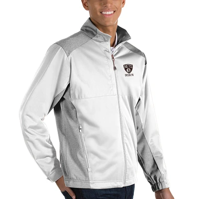 Men's Antigua White Brooklyn Nets Revolve Full-Zip Jacket