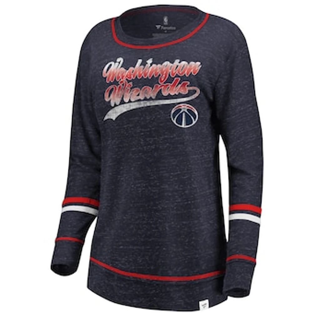 Women's Fanatics Navy/Red Washington Wizards Dreams Sleeve Stripe Speckle Long T-Shirt