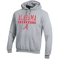 Men's Champion Gray Alabama Crimson Tide Football Lockup Powerblend Pullover Hoodie