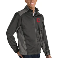 Men's Antigua Charcoal Cleveland Indians Revolve Full-Zip Jacket