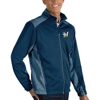 Men's Antigua Navy Milwaukee Brewers Revolve Full-Zip Jacket