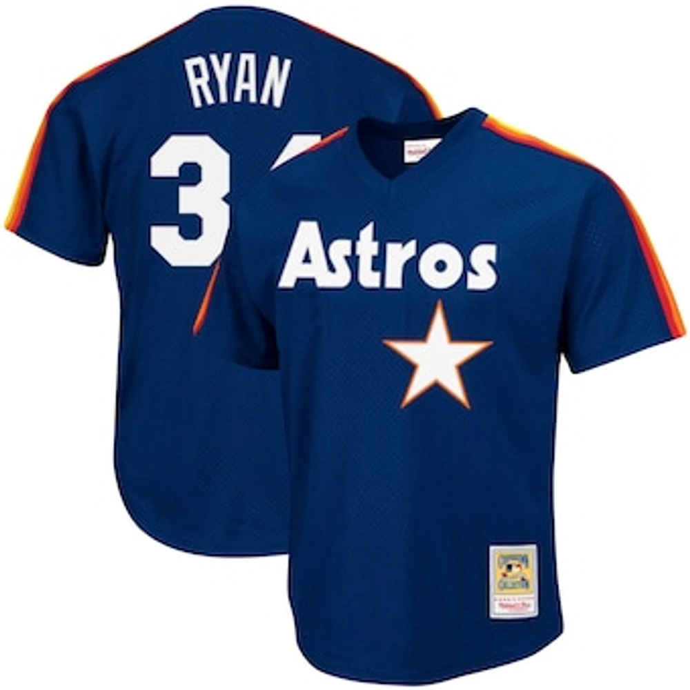 Men's Mitchell & Ness Nolan Ryan Navy Houston Astros Cooperstown Collection Big & Tall Mesh Batting Practice Jersey