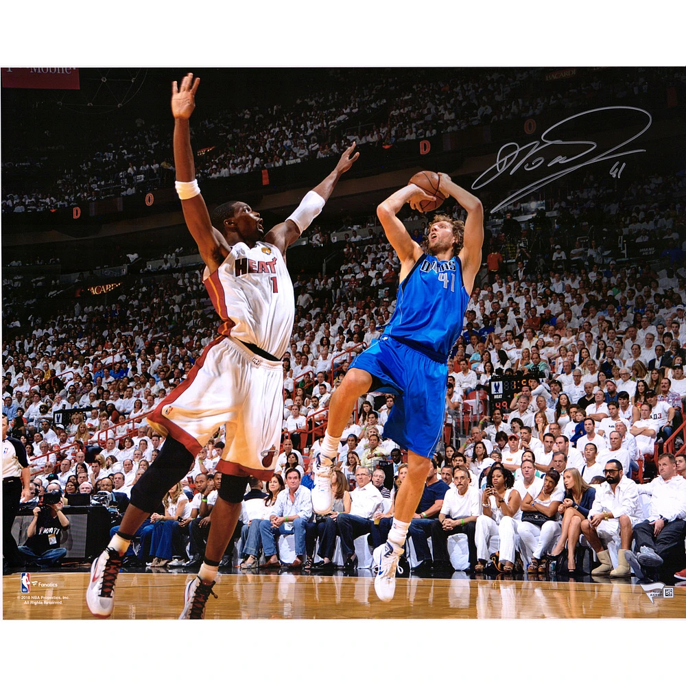 Dirk Nowitzki Dallas Mavericks Autographed 16'' x 20'' 2011 NBA Finals Shot Photograph