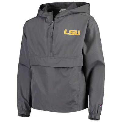 Youth Champion Graphite LSU Tigers Pack & Go Windbreaker Jacket