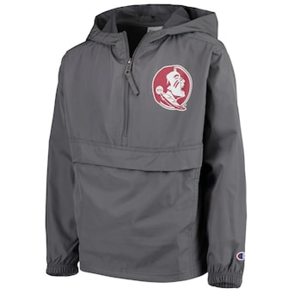 Youth Champion Graphite Florida State Seminoles Pack & Go Windbreaker Jacket