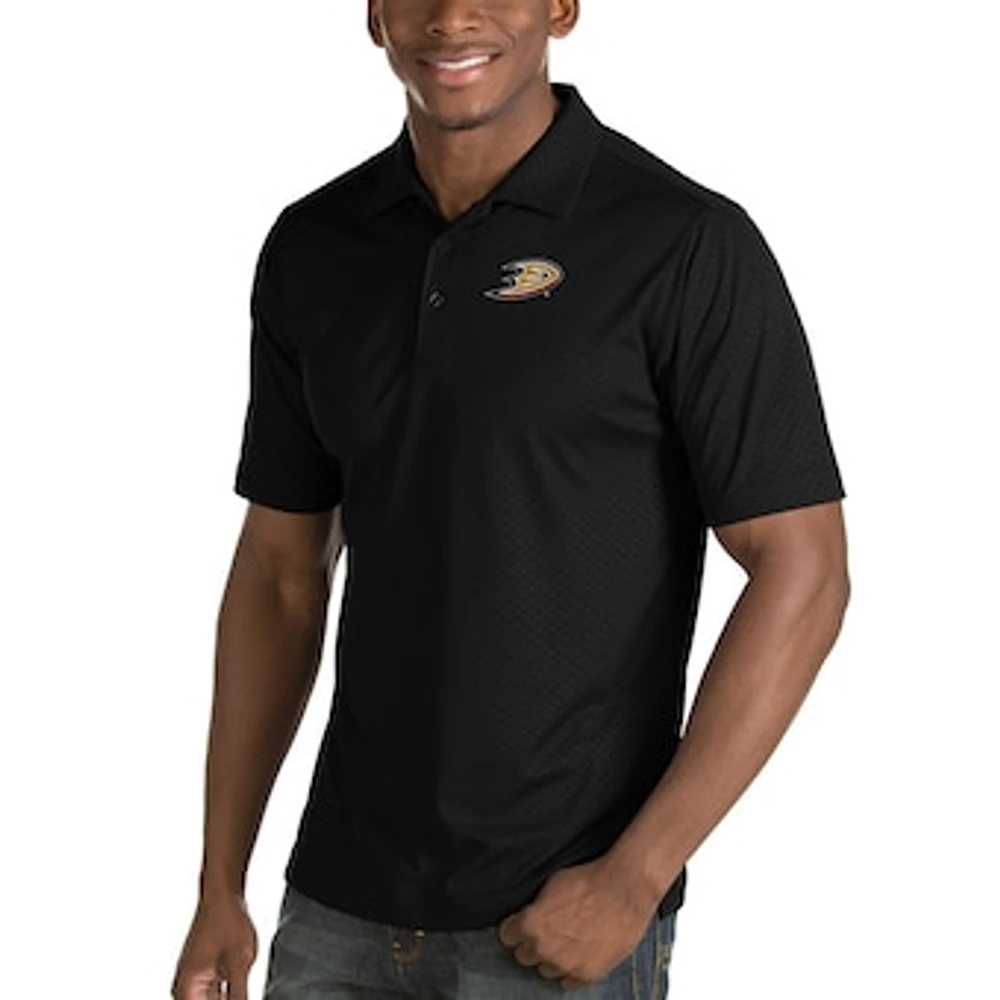 Men's Antigua Black Anaheim Ducks Inspire Desert Dry Polo