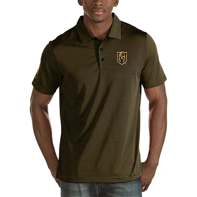 Men's Antigua Black/Gold Vegas Golden Knights Quest Desert Dry Polo